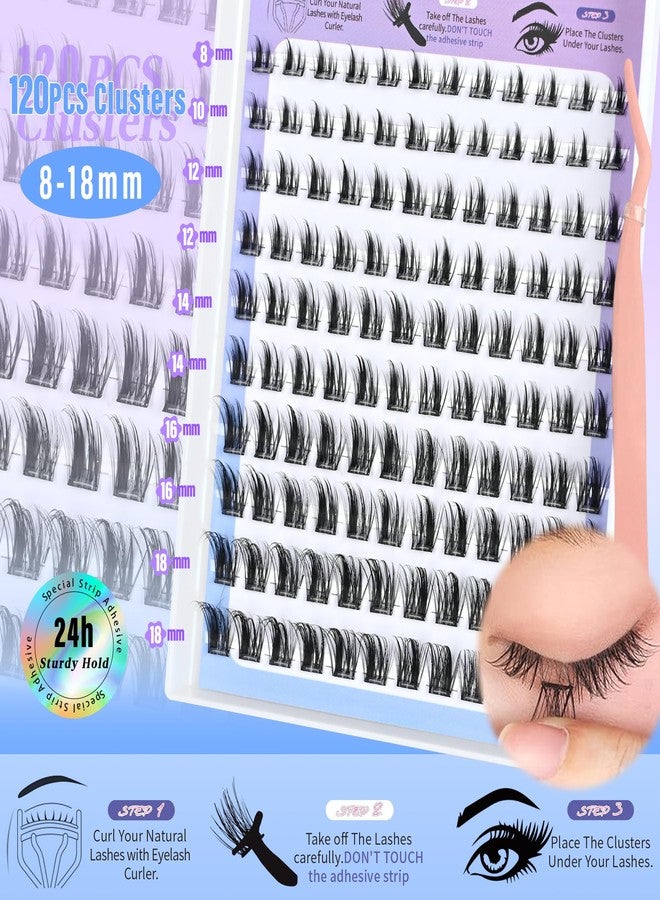 BEFACL Self Adhesive Eyelash Clusters Press on Lash Clusters Pre glued Lashes Wispy Lash Extensions No Glue Needed Manga Lashes Clusters Natural Cluster Eyelash Extensions Kit with Tweezers (8-18mm,C Curl) - Image 5